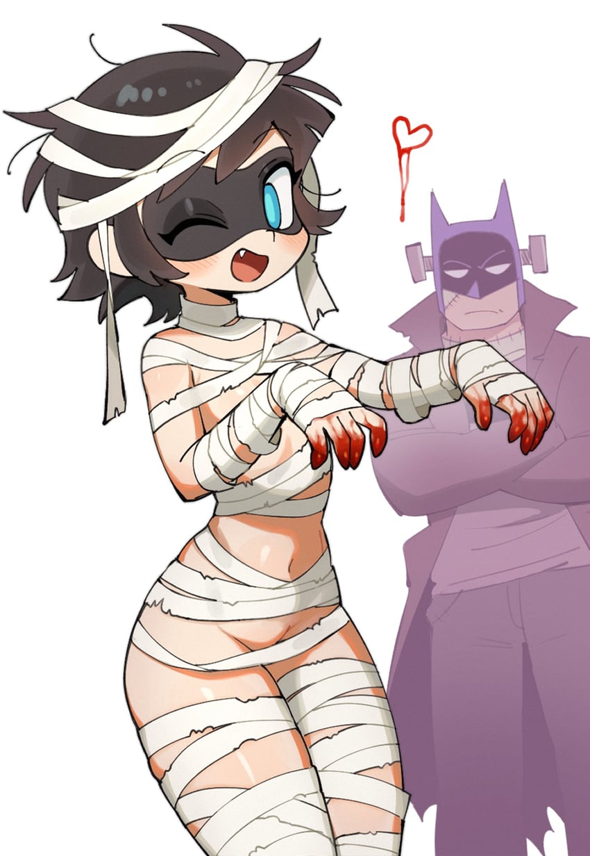 batman, frankenstein's monster, and robin (dc comics and 1 more) drawn by batrobin_k
