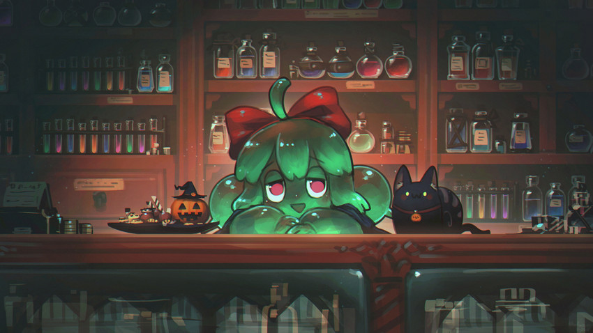 kiki, jiji, and slime girl (original and 1 more) drawn by porforever