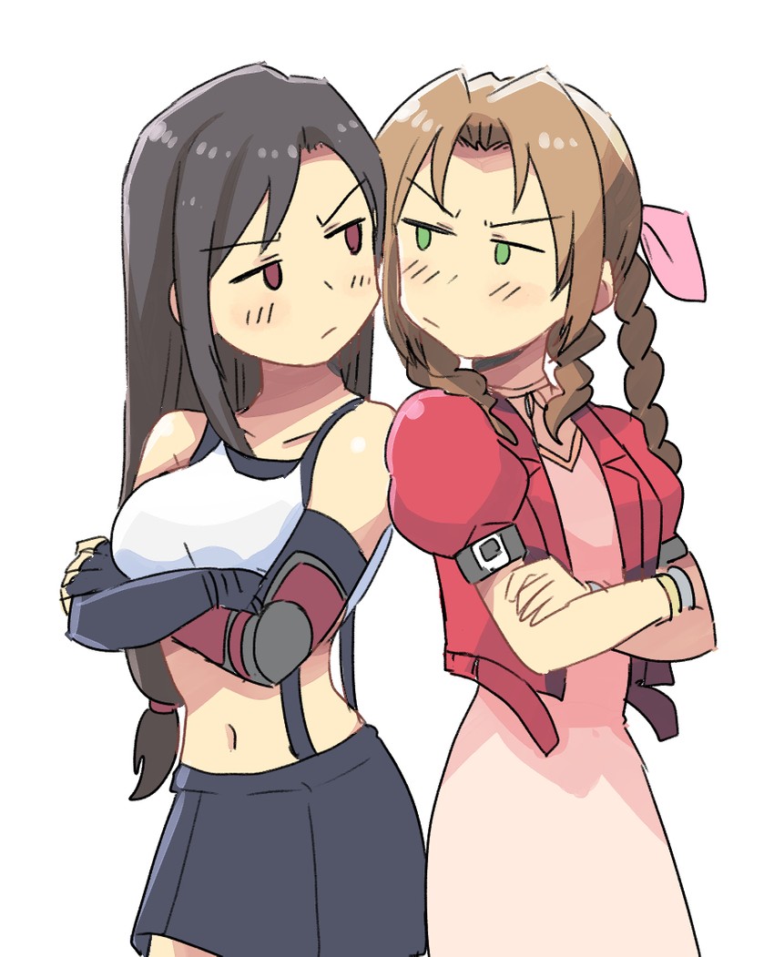 tifa lockhart and aerith gainsborough (final fantasy and 2 more) drawn by tsubobot