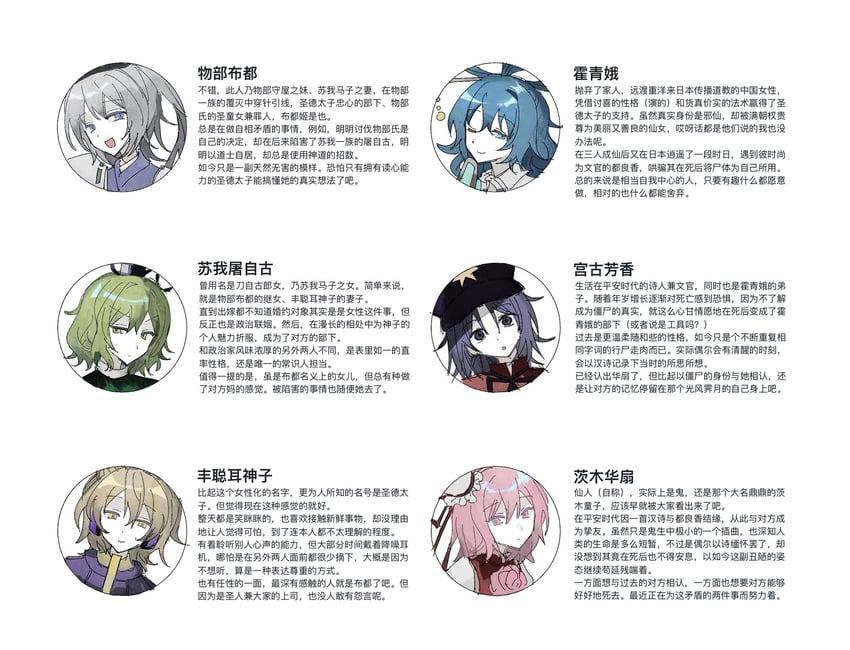 toyosatomimi no miko, mononobe no futo, kaku seiga, ibaraki kasen, miyako yoshika, and 1 more (touhou) drawn by xingxunyou