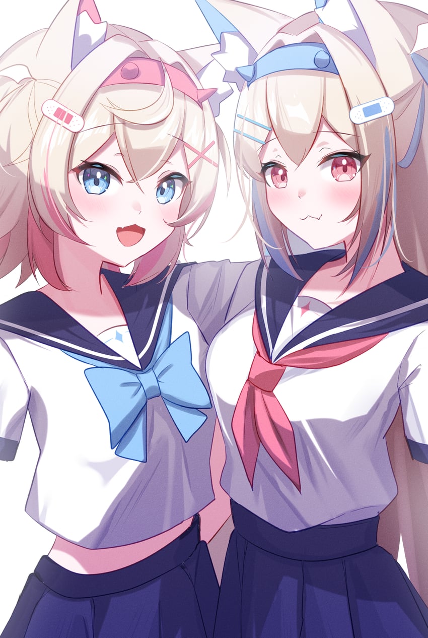 fuwawa abyssgard and mococo abyssgard (hololive and 1 more) drawn by alphaart
