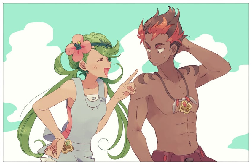 mallow and kiawe (pokemon and 1 more) drawn by komasawa_(fmn-ppp)