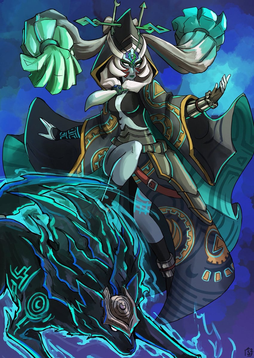 midna, fierce deity, and twilight wolfos (the legend of zelda and 3 more) drawn by stoic_seraphim