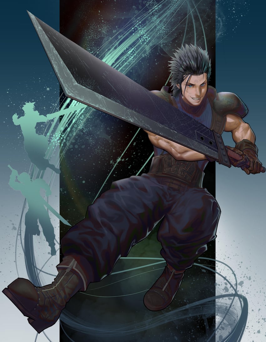 cloud strife, zack fair, and angeal hewley (final fantasy and 2 more) drawn by artistntraining