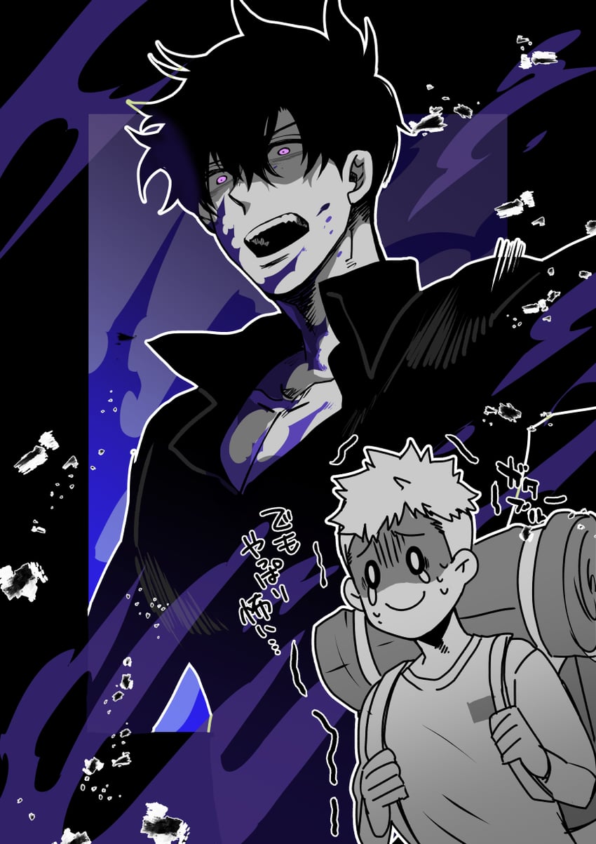 sung jin-woo and yoo jin-ho (solo leveling) drawn by hiyomon
