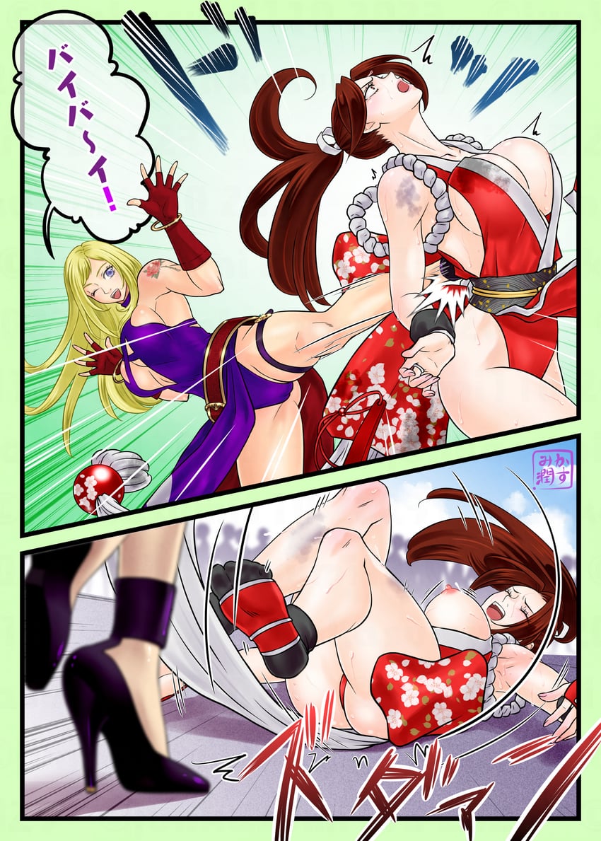 shiranui mai and b. jenet (the king of fighters and 1 more) drawn by kasumi_jun