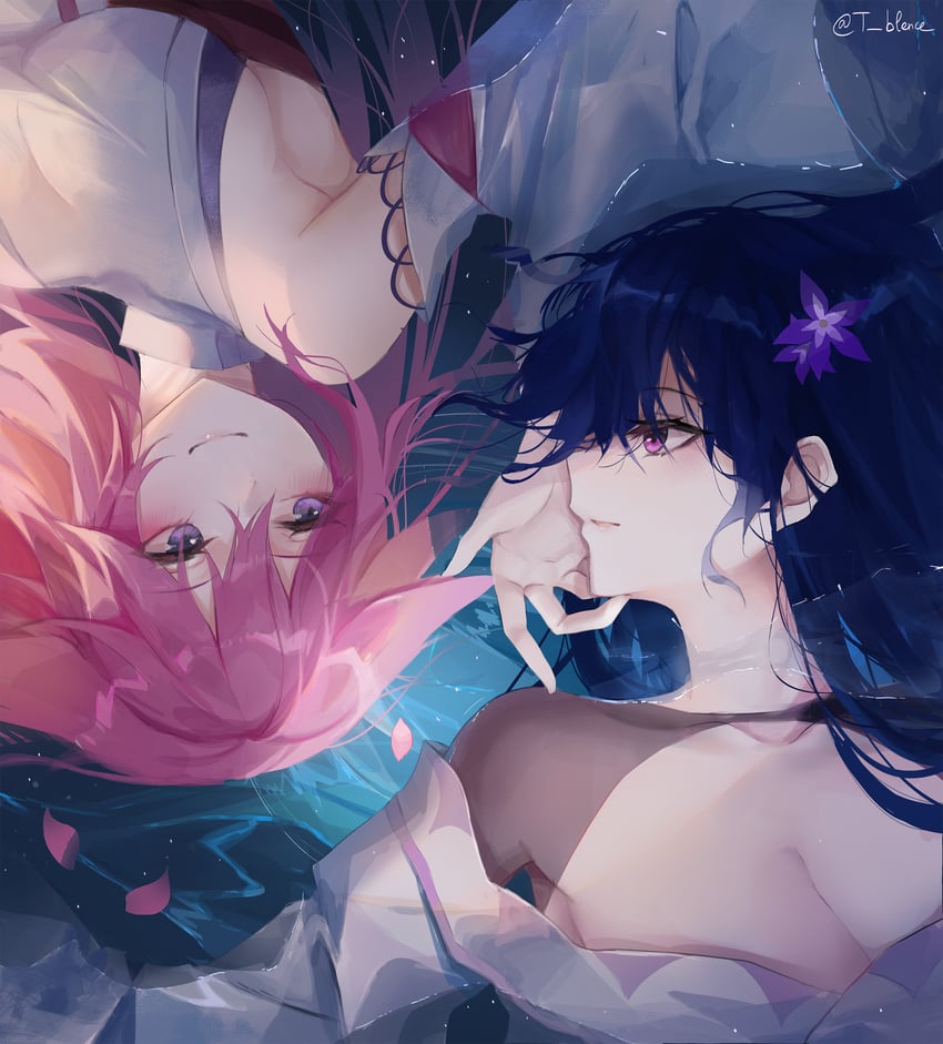raiden shogun and yae miko (genshin impact) drawn by turbulence