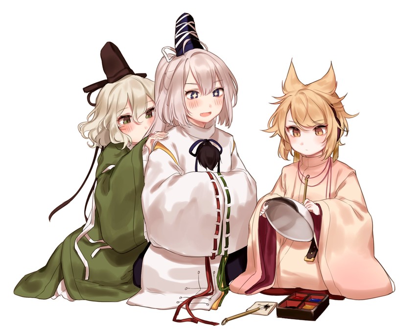 toyosatomimi no miko, mononobe no futo, and soga no tojiko (touhou) drawn by shan