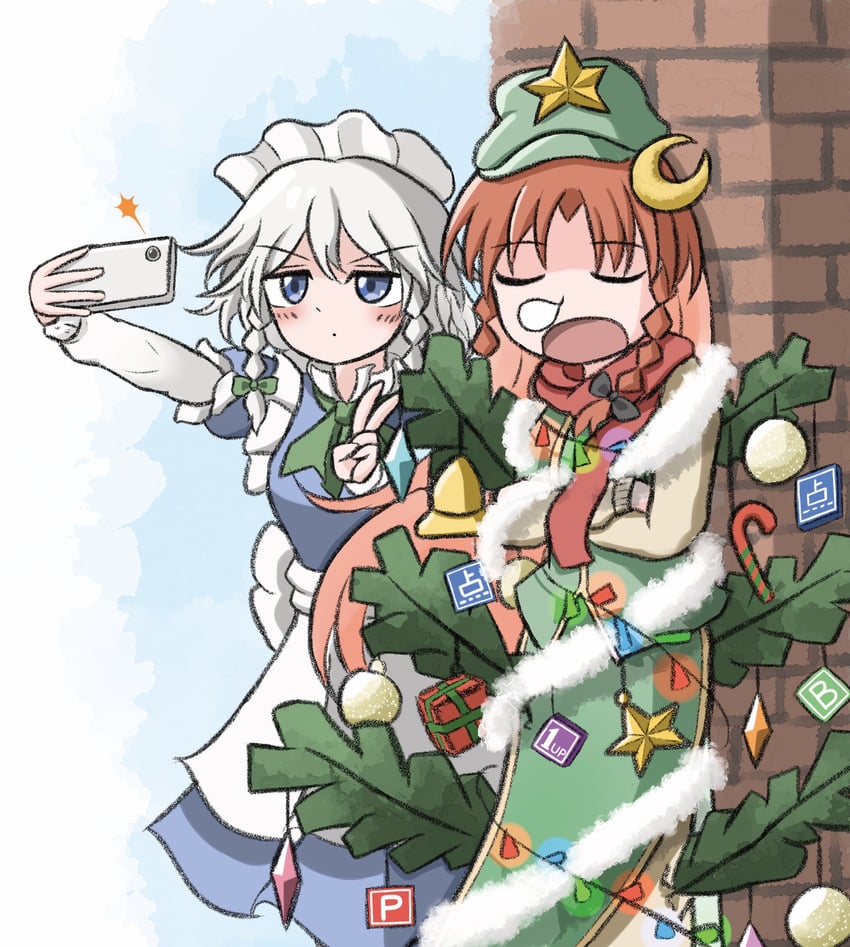 izayoi sakuya and hong meiling (touhou) drawn by oekaki_onyasai