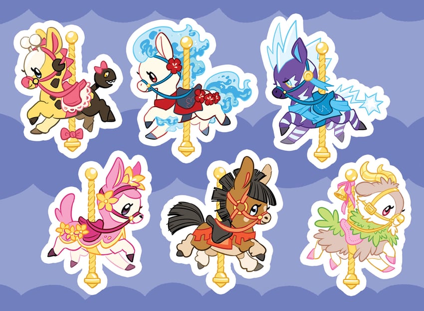 zebstrika, deerling, ponyta, girafarig, gogoat, and 1 more (pokemon) drawn by mamath