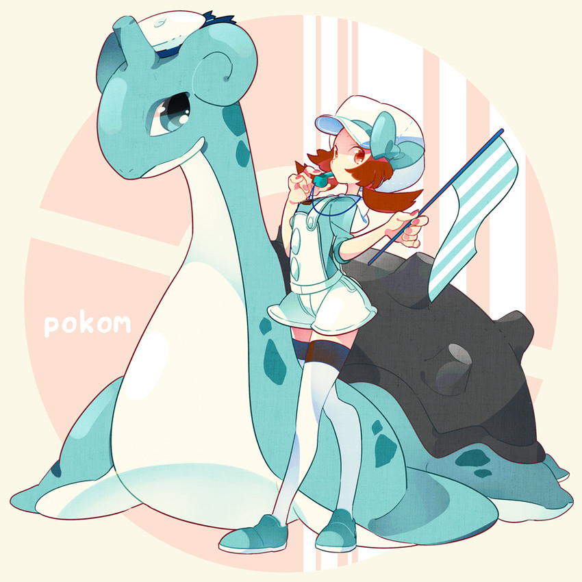 lyra and lapras (pokemon and 1 more) drawn by hagiko