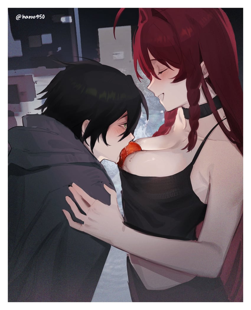 player character, kylar, and saku (degrees of lewdity) drawn by haroo950
