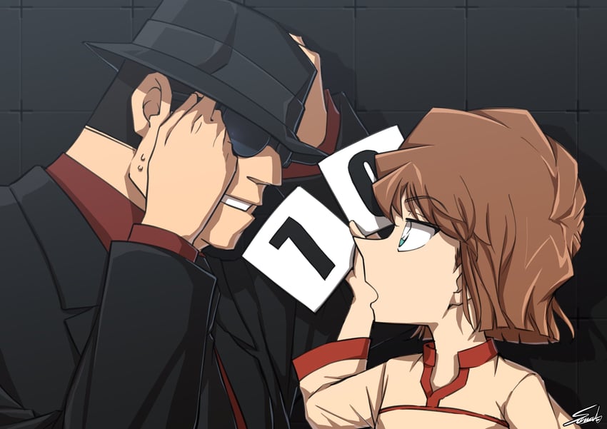 haibara ai and vodka (meitantei conan and 1 more) drawn by sooma4869