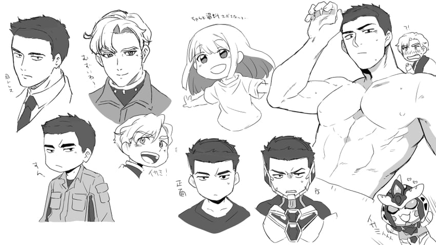ao isami, lewis smith, bravern, and lulu (yuuki bakuhatsu bang bravern) drawn by kurooni_(daredevil)