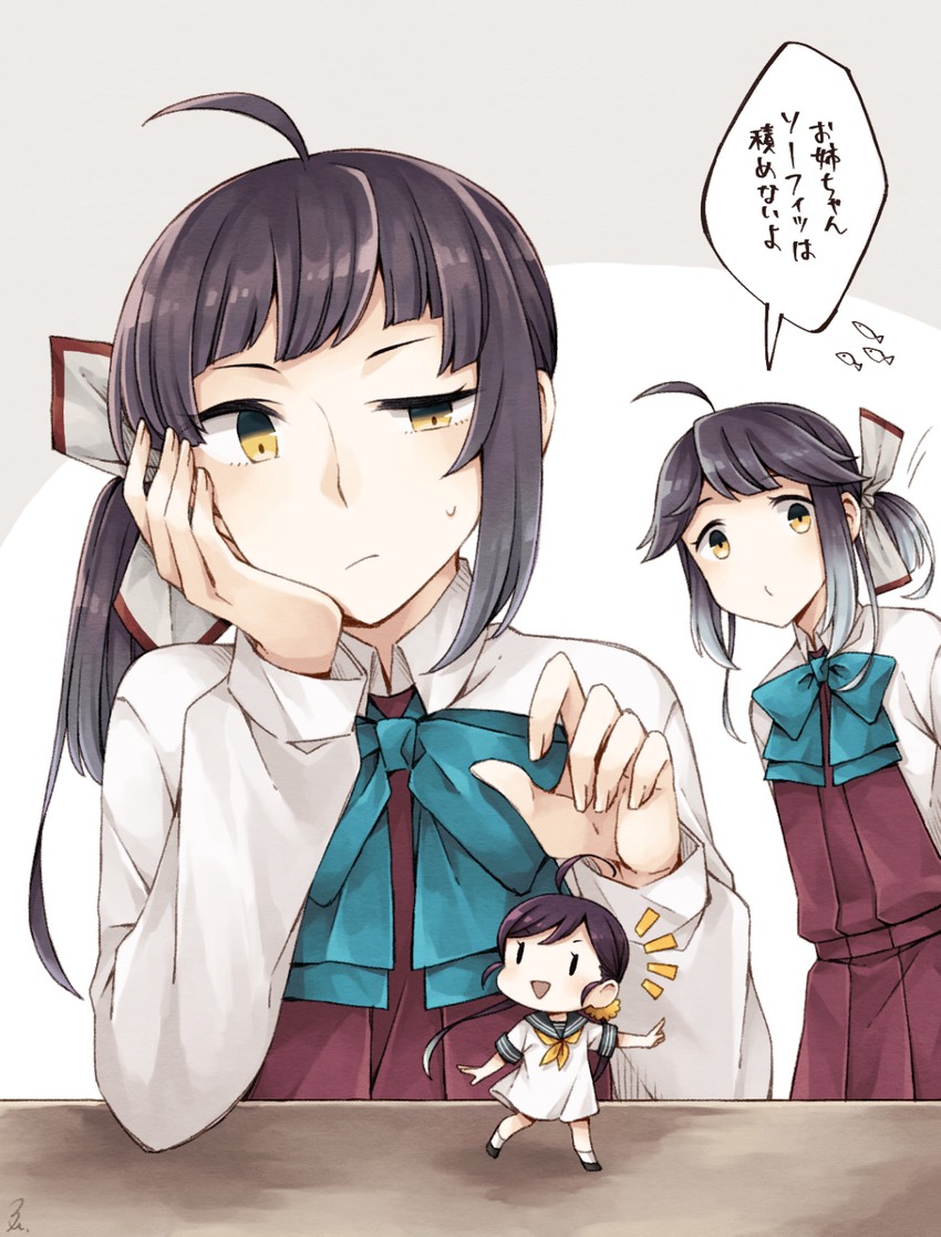 fairy, fujinami, and hayanami (kantai collection) drawn by miroku_san-ju