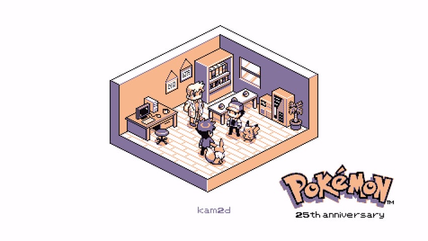 pikachu, red, eevee, blue oak, and professor oak (pokemon and 1 more) drawn by kam2d