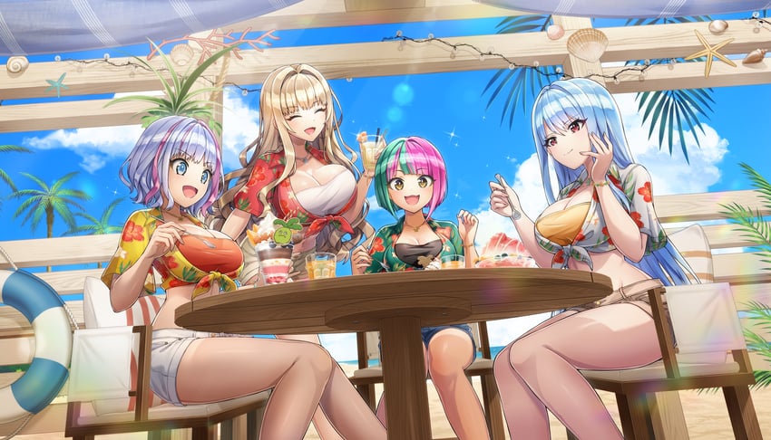 kirahoshi kanna, nayuki hiori, helly lewis, and kukuri tomo (dolphin wave) drawn by ootomo_takuji