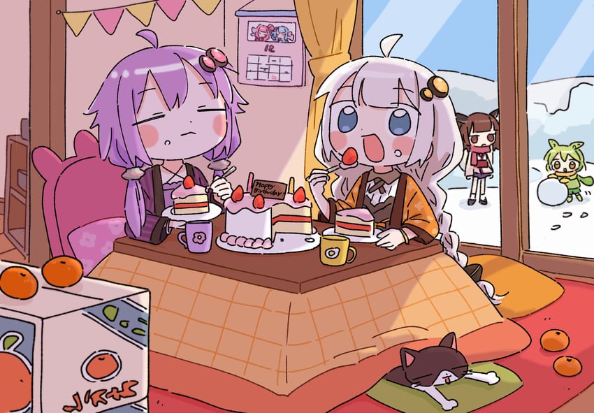 yuzuki yukari, kizuna akari, touhoku kiritan, kotonoha akane, kotonoha aoi, and 1 more (vocaloid and 2 more) drawn by 1nupool