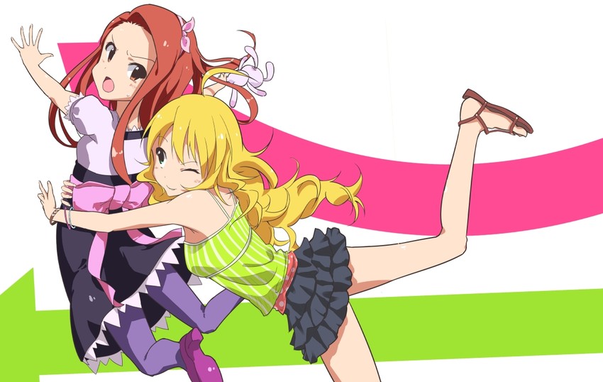 hoshii miki, minase iori, and usa-chan (idolmaster) drawn by kuupii_(aquossharp)