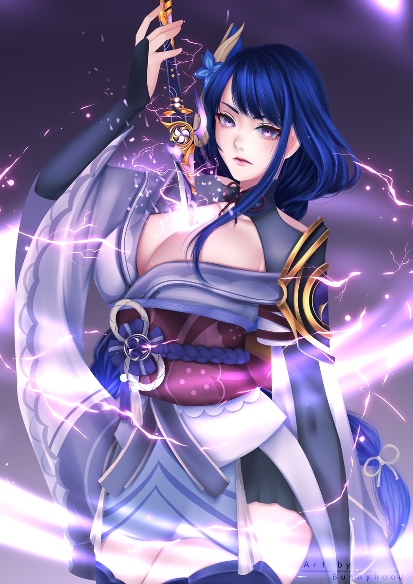 raiden shogun (genshin impact) drawn by bunbumbunny