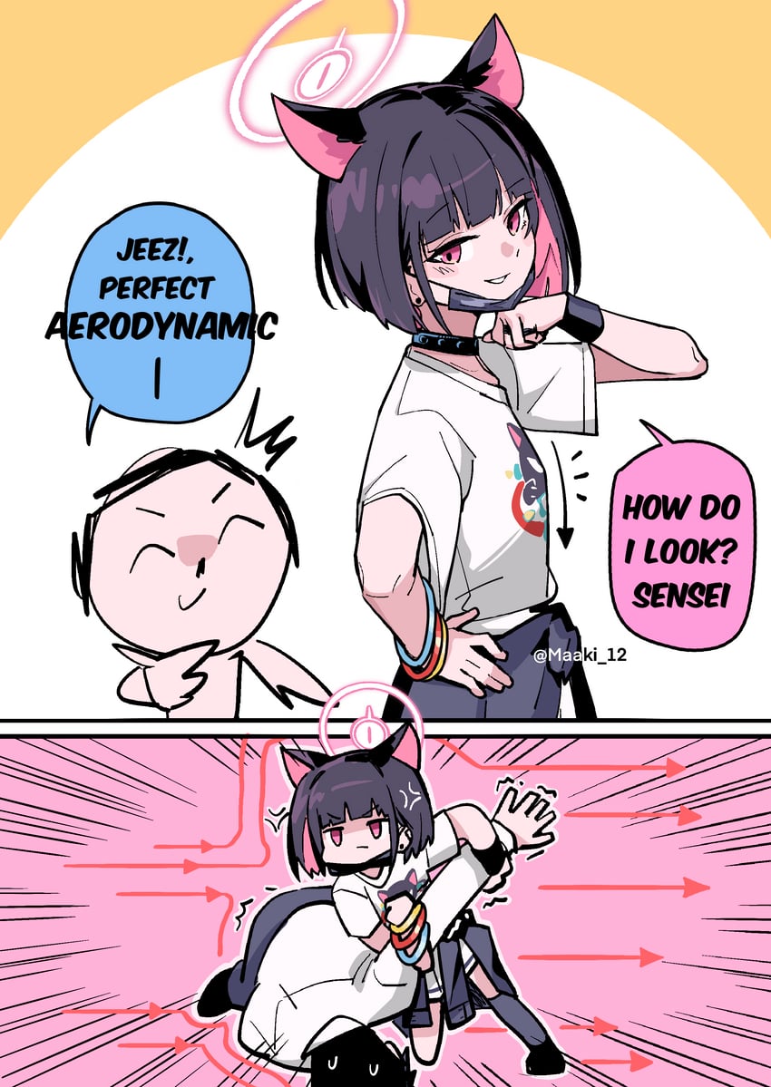 sensei, doodle sensei, and kazusa (blue archive) drawn by maaki12