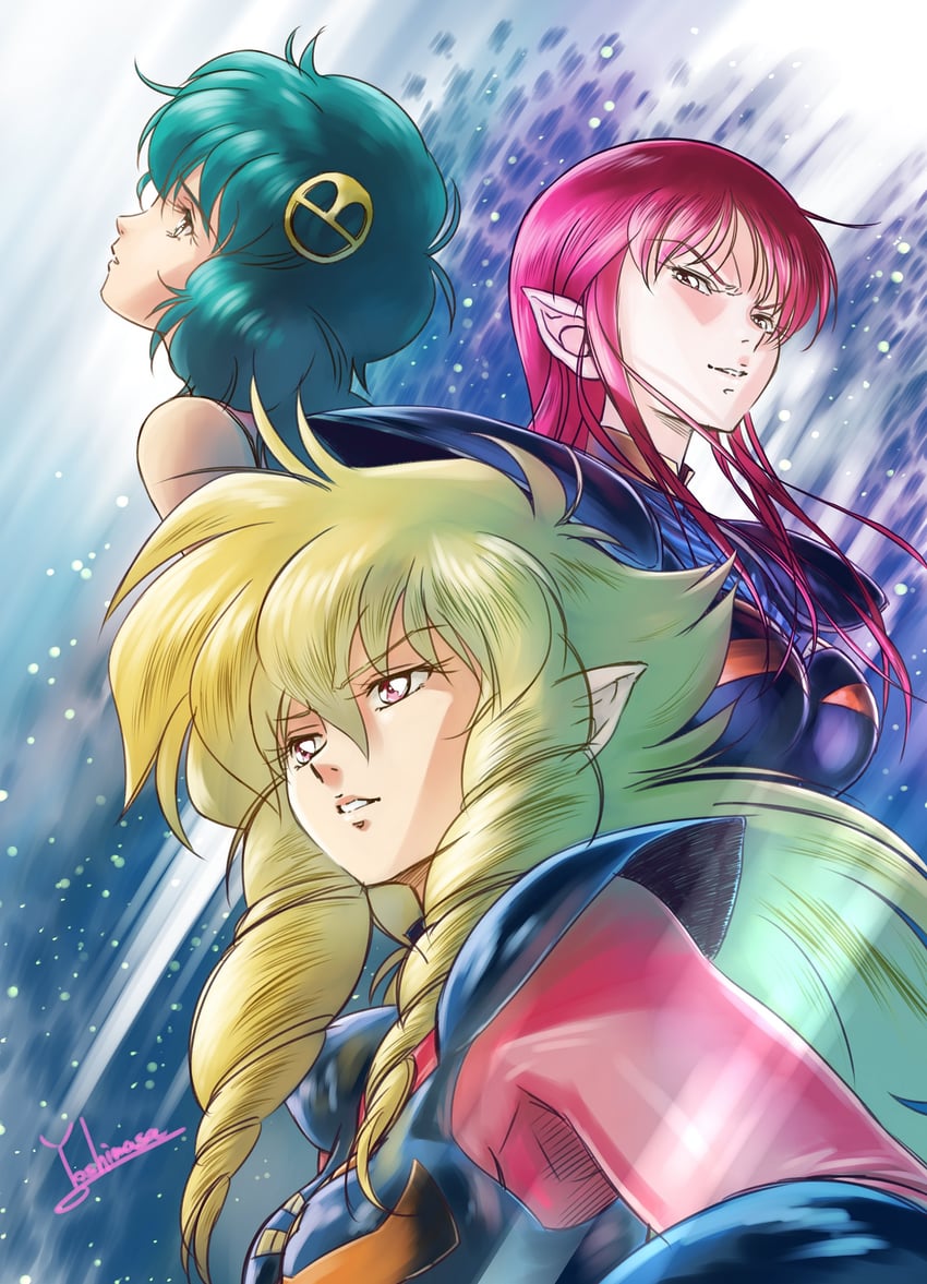 iczer-1, iczer-2, and kanou nagisa (iczer and 1 more) drawn by yoshinaga_masahiro