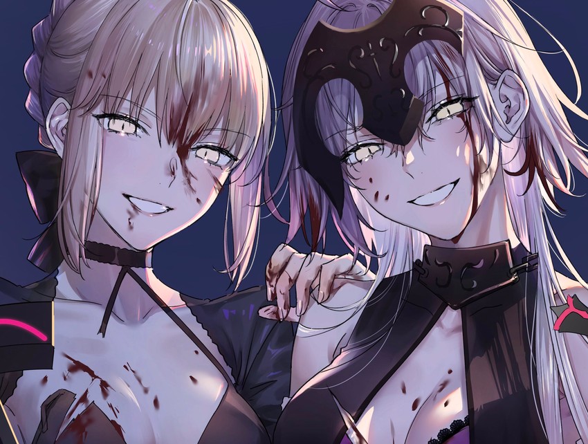 artoria pendragon, saber alter, and jeanne d'arc alter (fate and 1 more) drawn by nipi27