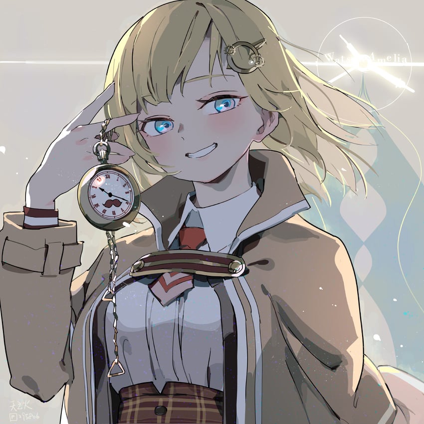 watson amelia (hololive and 1 more) drawn by tennohi