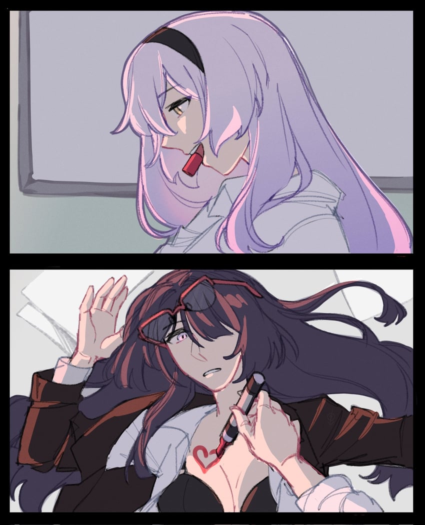 acheron and black swan (honkai and 1 more) drawn by charathegay