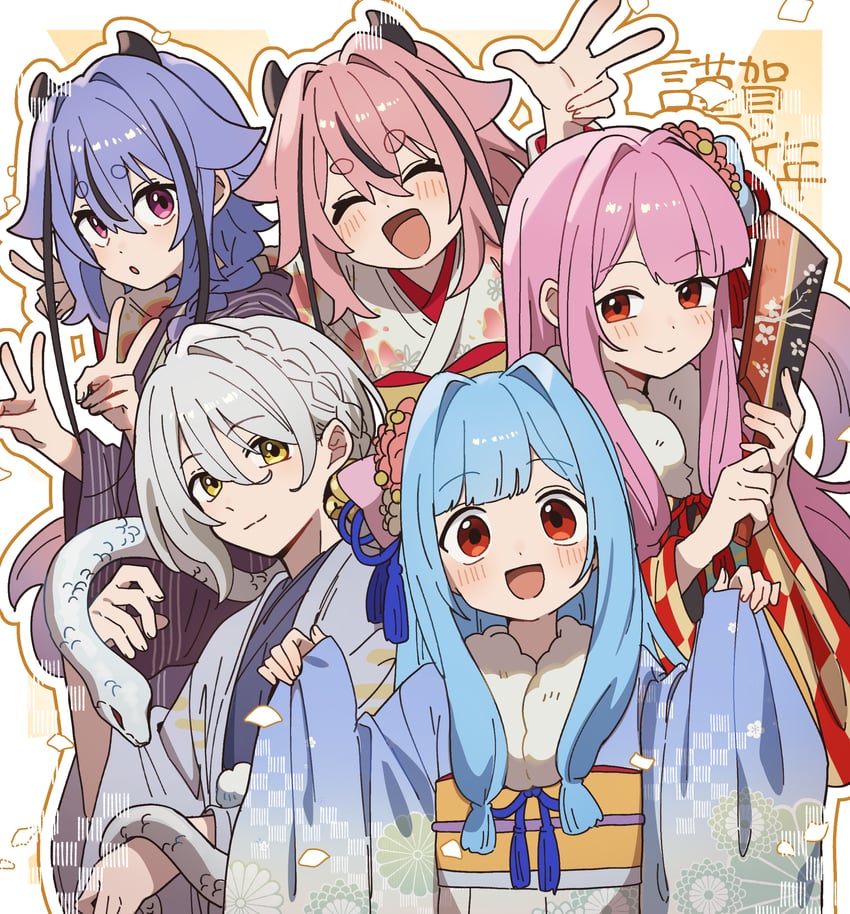kotonoha akane, kotonoha aoi, meika hime, meika mikoto, and iori yuzuru (vocaloid and 2 more) drawn by corn_kuten