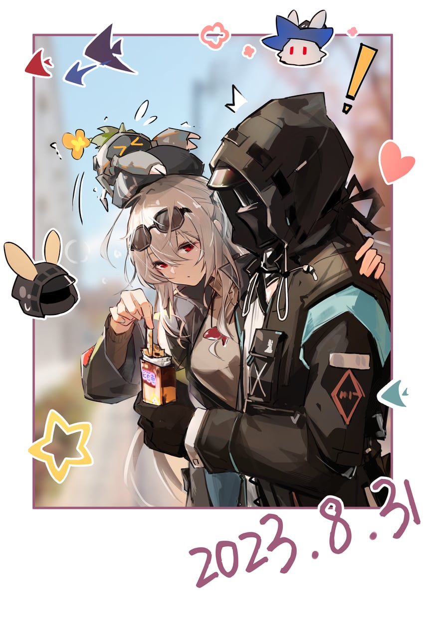 doctor, skadi, and domesticated metal crab (arknights) drawn by daier