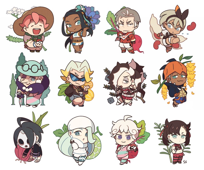 marnie, raihan, nessa, bea, piers, and 7 more (pokemon and 1 more) drawn by ssalbulre