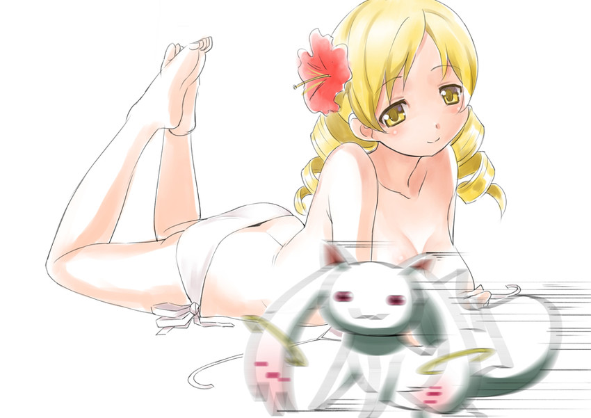 tomoe mami and kyubey (mahou shoujo madoka magica) drawn by rin2008
