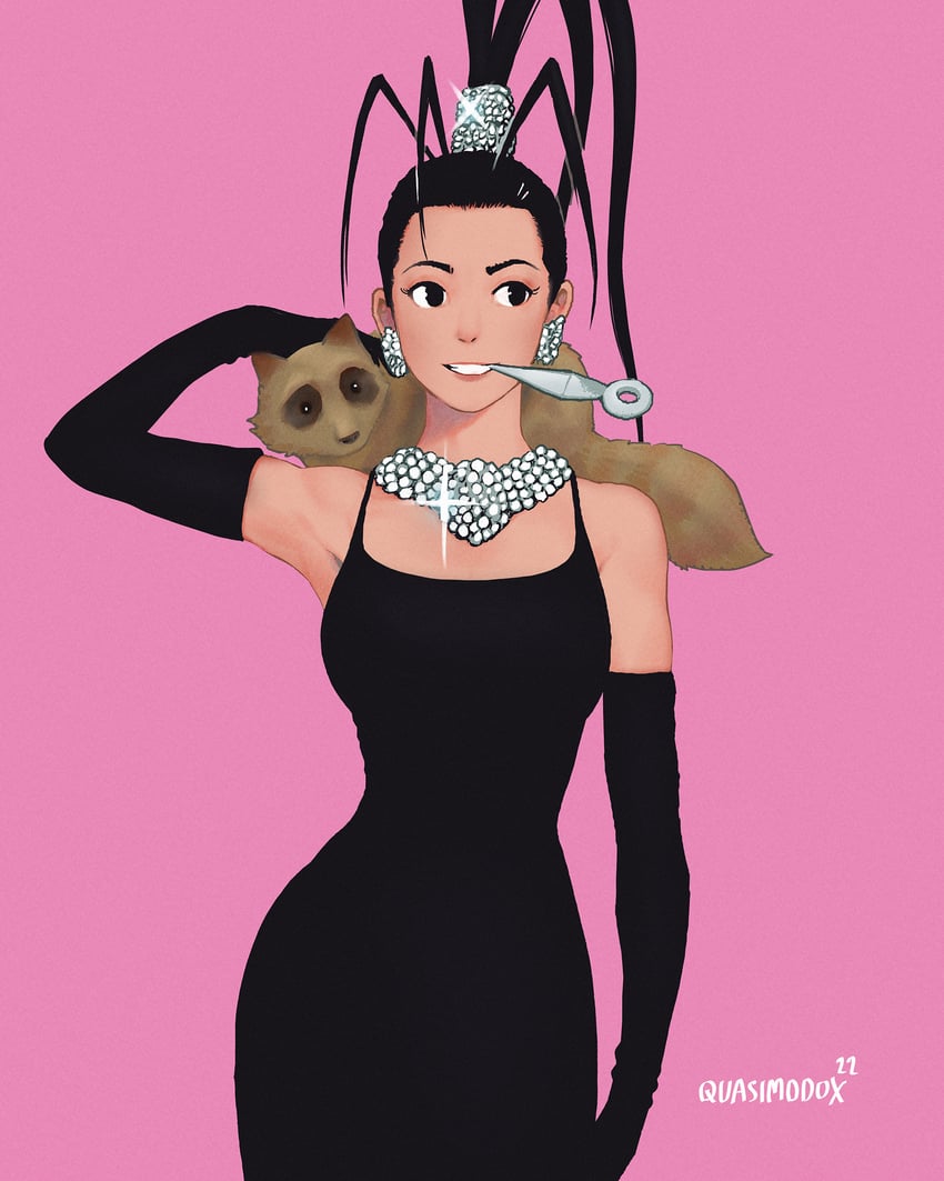 ibuki, don, audrey hepburn, and holly golightly (street fighter and 1 more) drawn by quasimodox