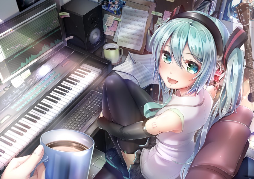 hatsune miku (vocaloid) drawn by imo_bouya