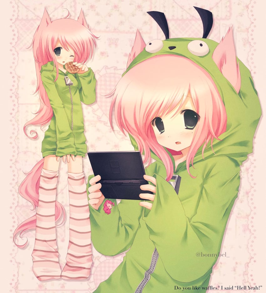 fluttershy, pinkie pie, and gir (my little pony and 5 more) drawn by jelly_(bonnybel)