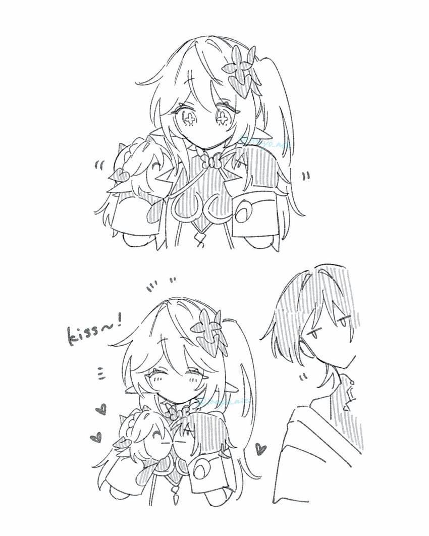 scaramouche, nahida, and wanderer (genshin impact) drawn by iruyo_nio
