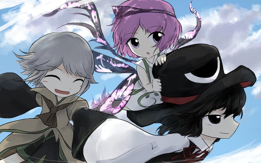 enraku tsubakura, houlen yabusame, and shion (len'en) drawn by kuroda_(kurota_ne)