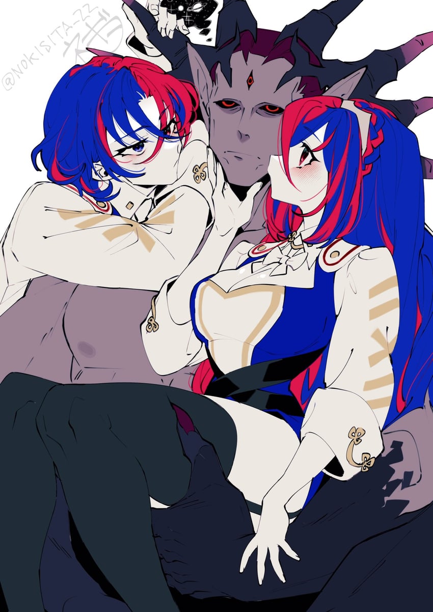 male alear, female alear, and sombron (fire emblem and 1 more) drawn by negiwo