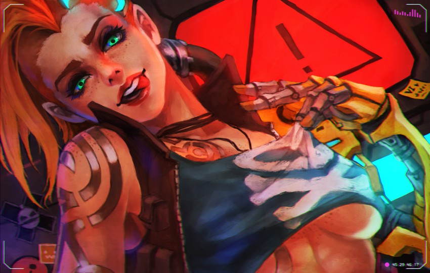 jinx and odyssey jinx (league of legends) drawn by monori_rogue
