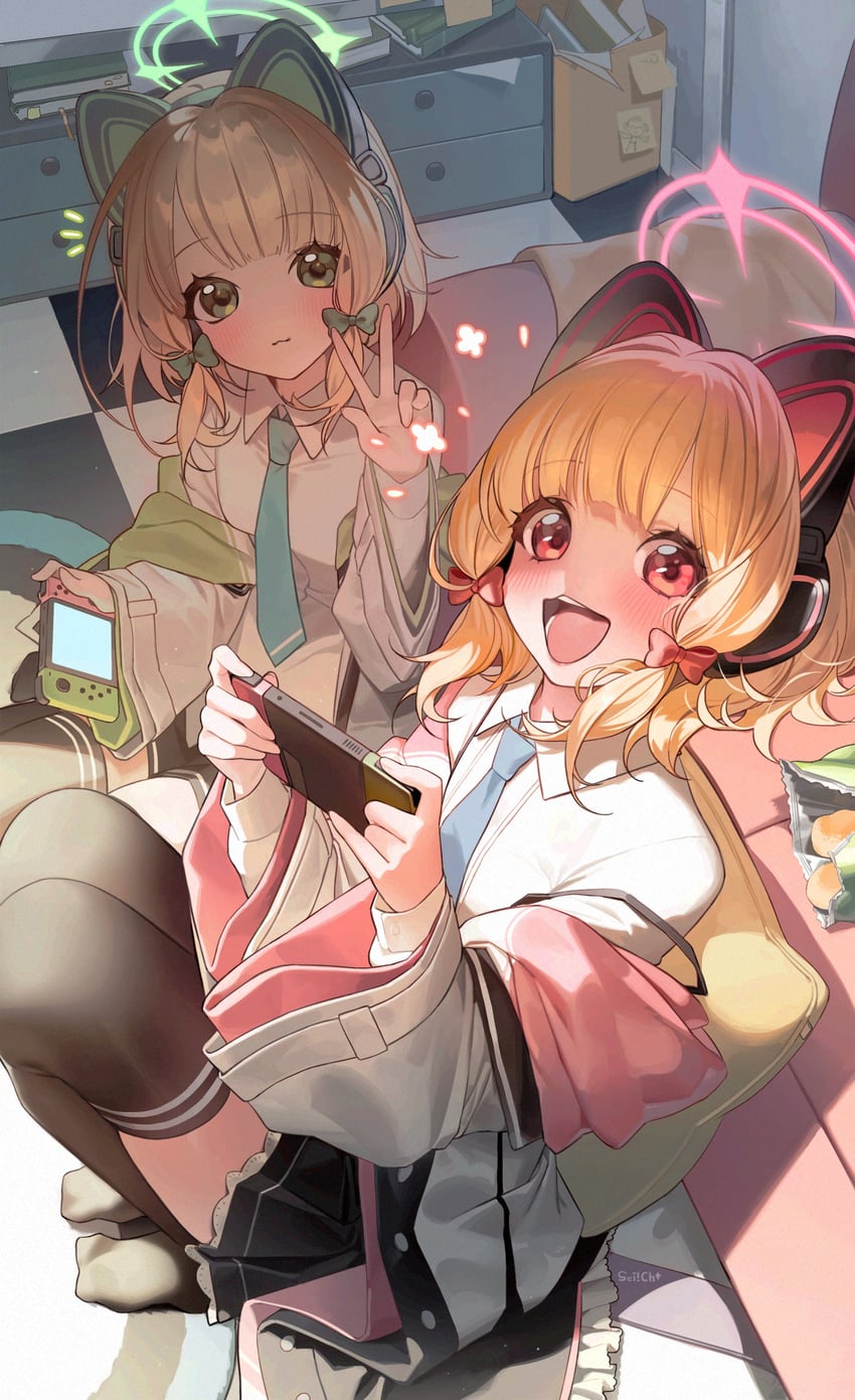 momoi and midori (blue archive) drawn by sei!cho