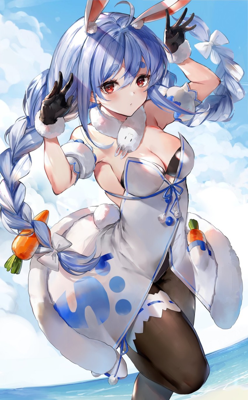 usada pekora and don-chan (hololive) drawn by soraneko_hino