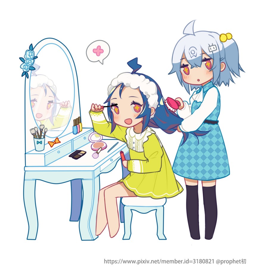 bili girl 33, bili girl 22, and xiao dianshi (bilibili) drawn by prophet_chu