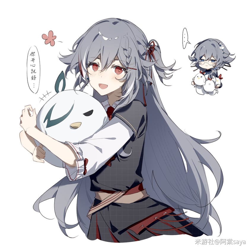 fu hua, herrscher of sentience, and jingwei (honkai and 1 more) drawn by saya_atang