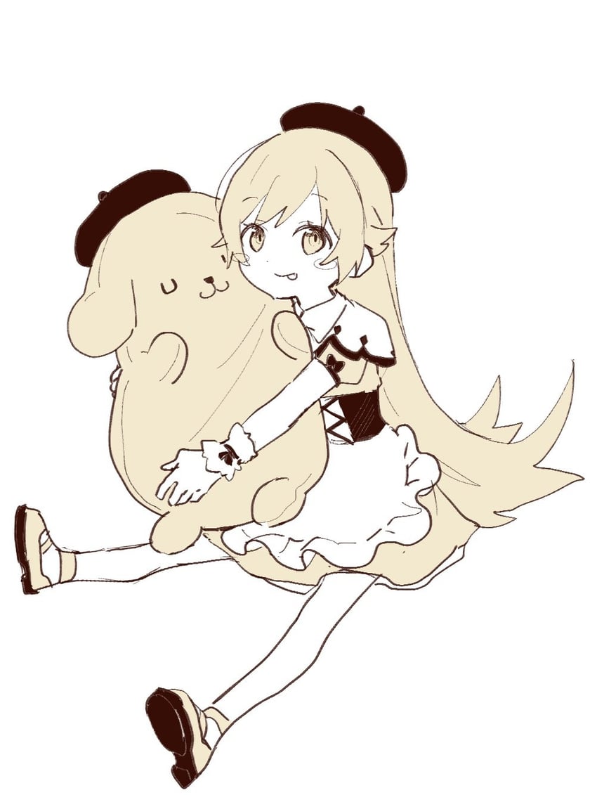 oshino shinobu and pompompurin (monogatari and 1 more) drawn by 303xymm