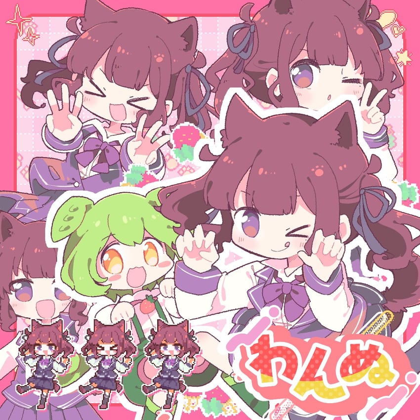 zundamon and natsuki karin (synthesizer v and 2 more) drawn by nekomo_(yumenkmc)