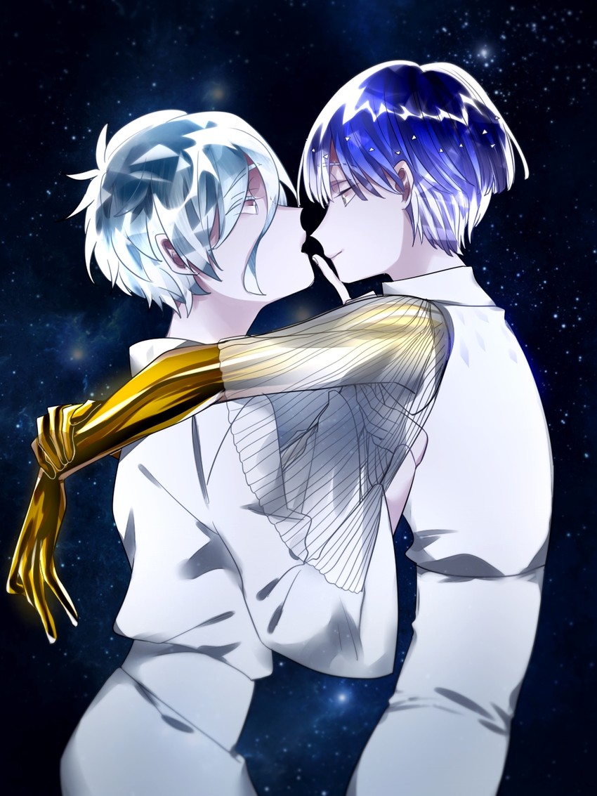 phosphophyllite and antarcticite (houseki no kuni) drawn by lin_yang