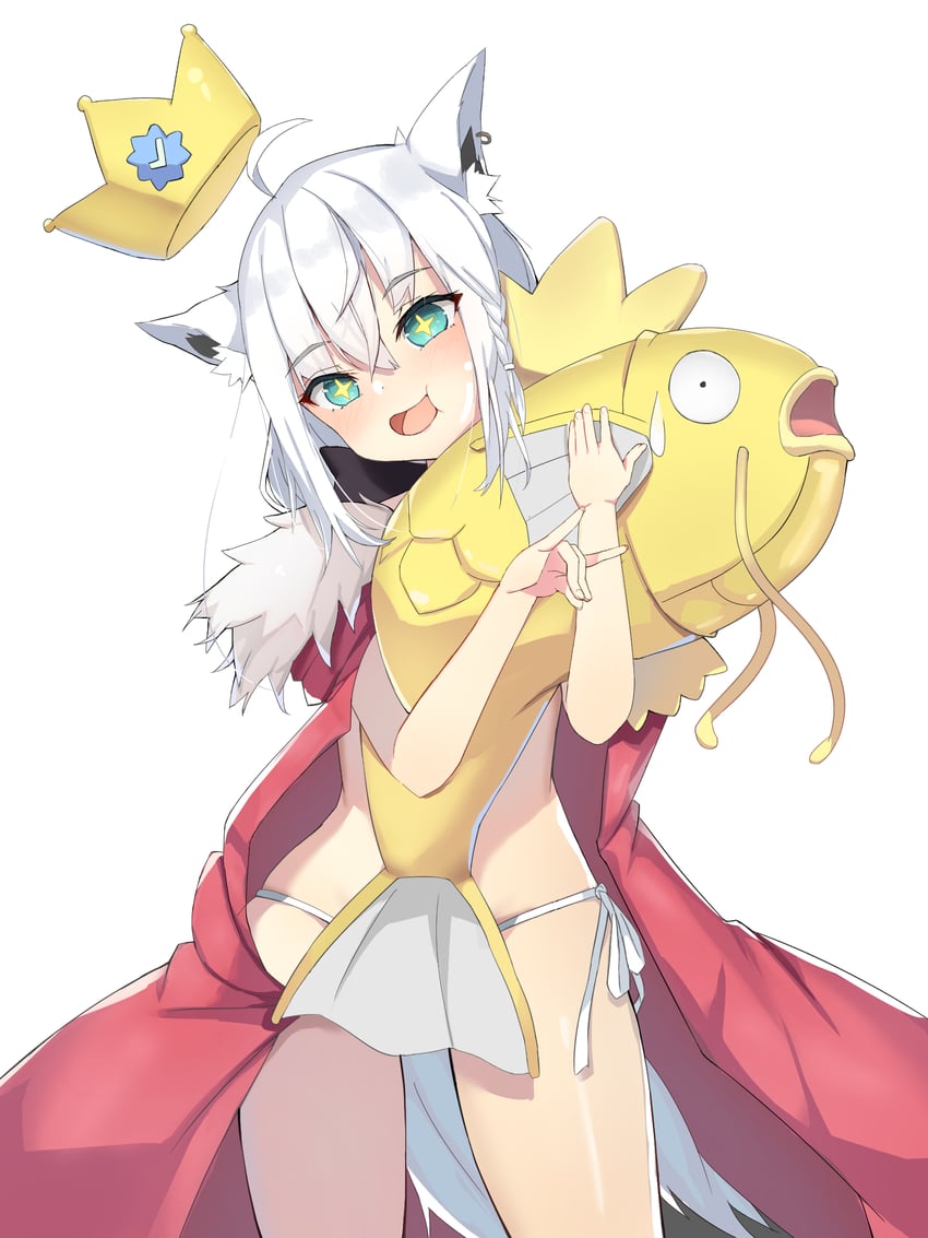 shirakami fubuki and magikarp (pokemon and 1 more) drawn by kiriushi965