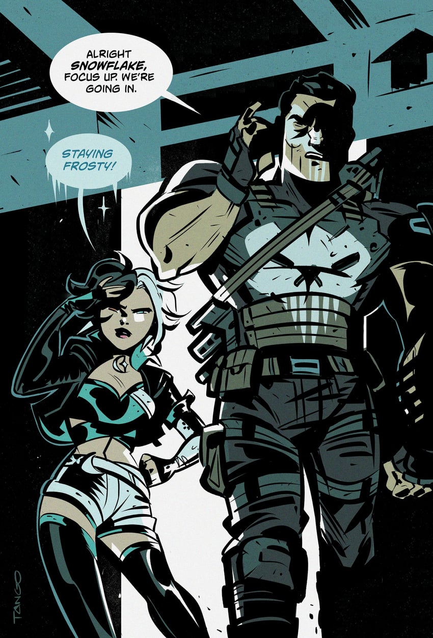 luna snow, the punisher, and frank castle (marvel and 2 more) drawn by tiredsai