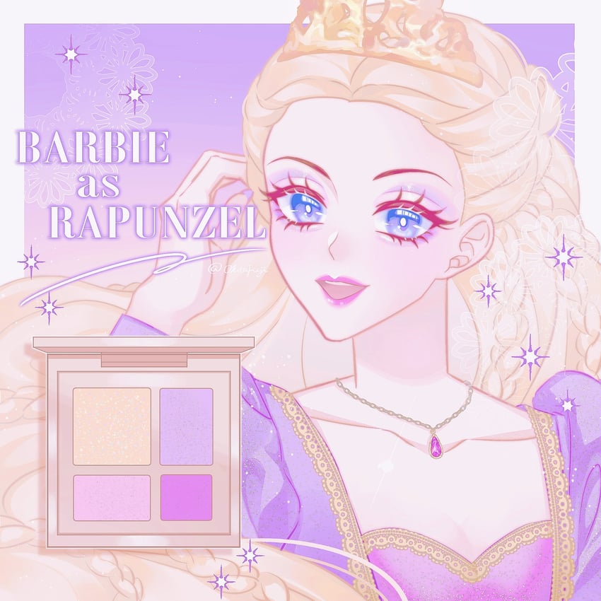 barbie and rapunzel (barbie and 2 more) drawn by okitafuji
